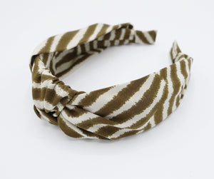 veryshine.com Headband Khaki modern zebra pattern headband knotted hairband women hair accessory