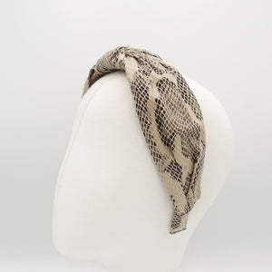 veryshine.com Headband knotted headband faux leather python print hairband animal print women hair accessory