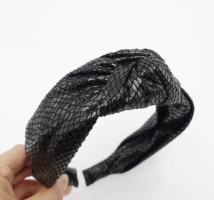 veryshine.com Headband knotted headband faux leather python print hairband animal print women hair accessory