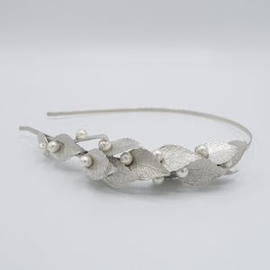 veryshine.com Headband laurel leaves metal thin headband pearl hair accessory for women