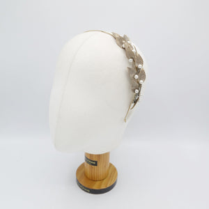 veryshine.com Headband laurel leaves metal thin headband pearl hair accessory for women
