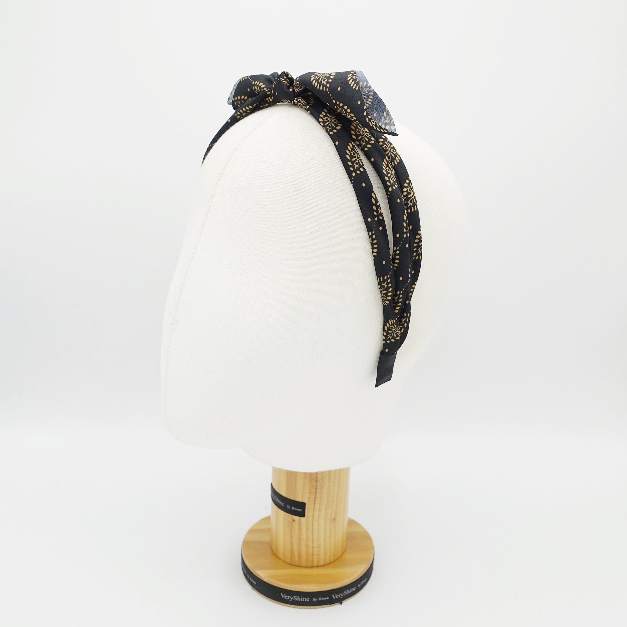 veryshine.com Headband leaf print bow knot triple fabric strand headband unique thin hairband women hair accessory