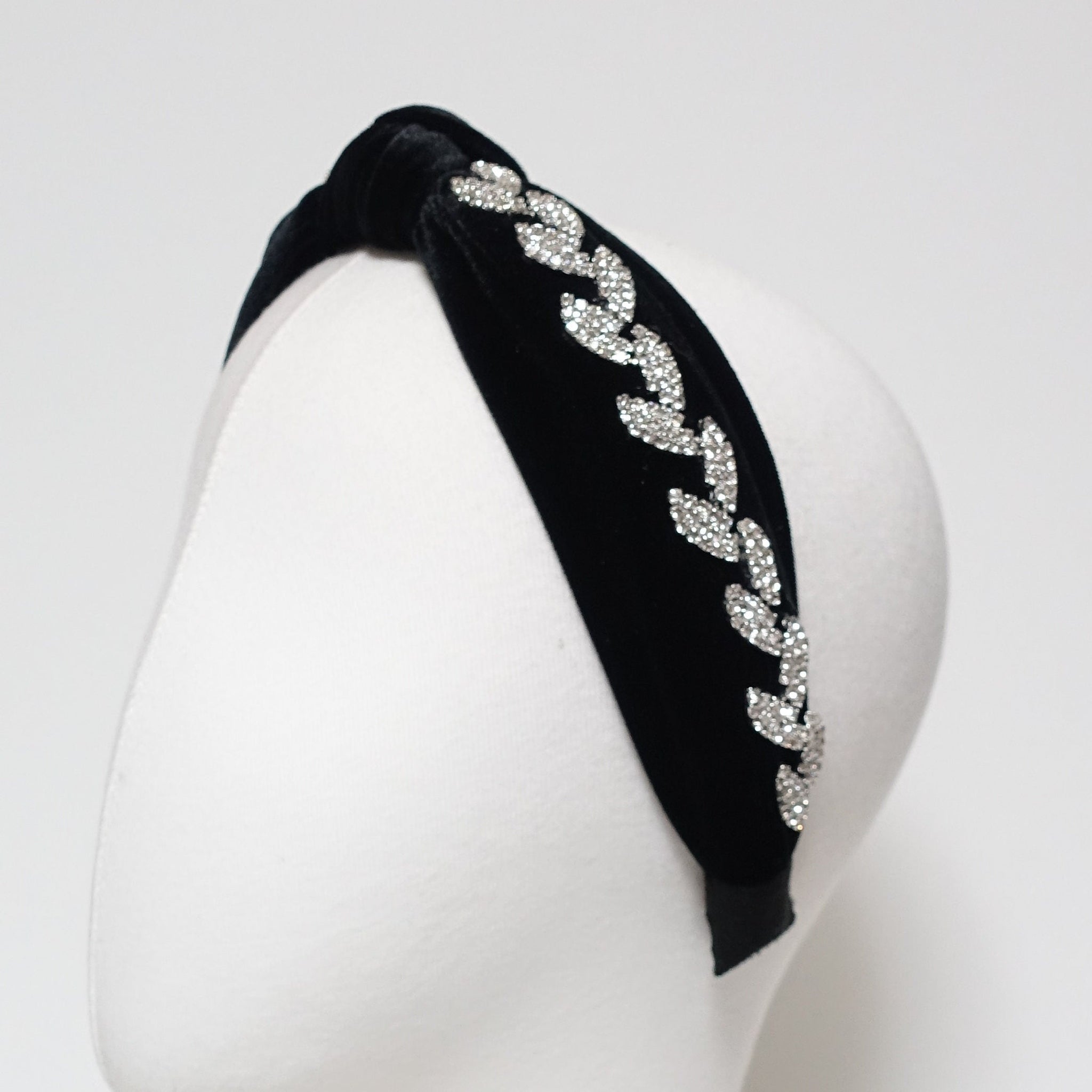 Blatt-Strass verziertes geknotetes Haarband Luxus-Stirnband aus