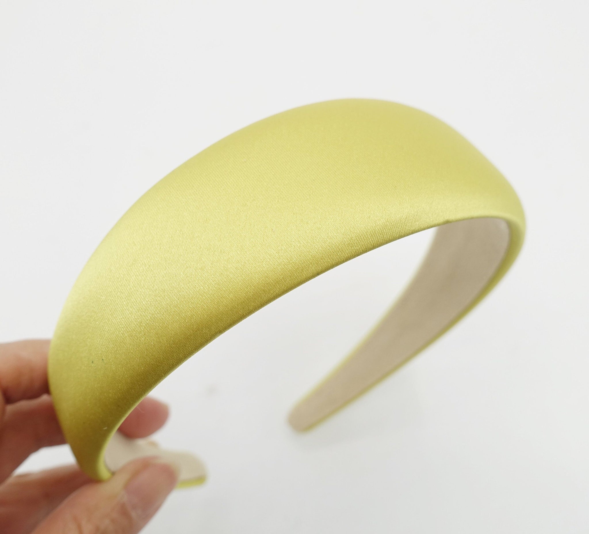 veryshine.com Headband Lemon yellow satin padded headband colorful basic women hairband hair accessory