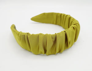 veryshine.com Headband Lemon yellow satin ruched headband solid color pleats hairband classy hair accessory for woman