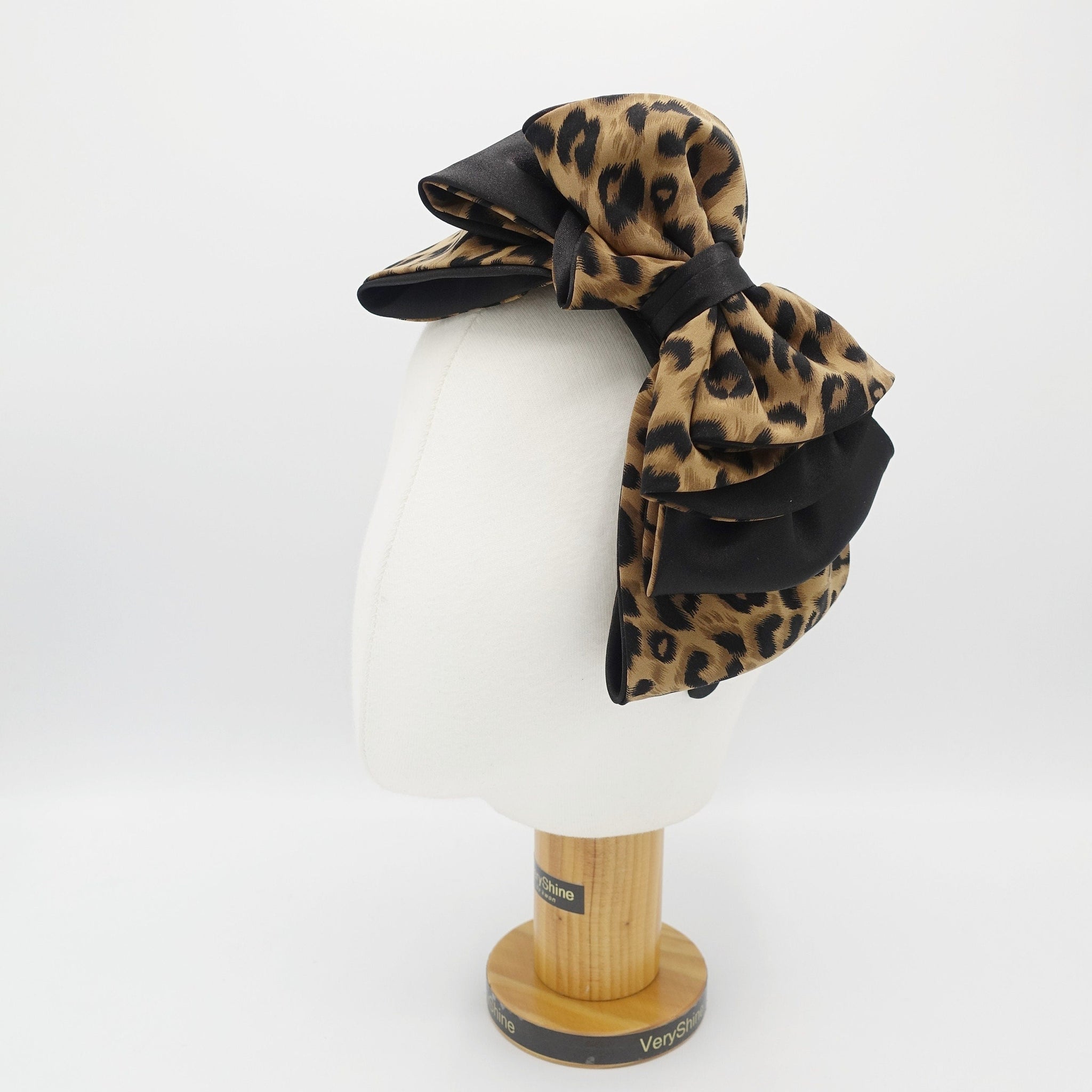 veryshine.com Headband leopard bow headband luxury style satin hairband for women