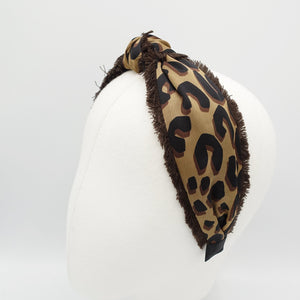 veryshine.com Headband leopard print fringe trim headband tassel hairband top knot hair accessory for women
