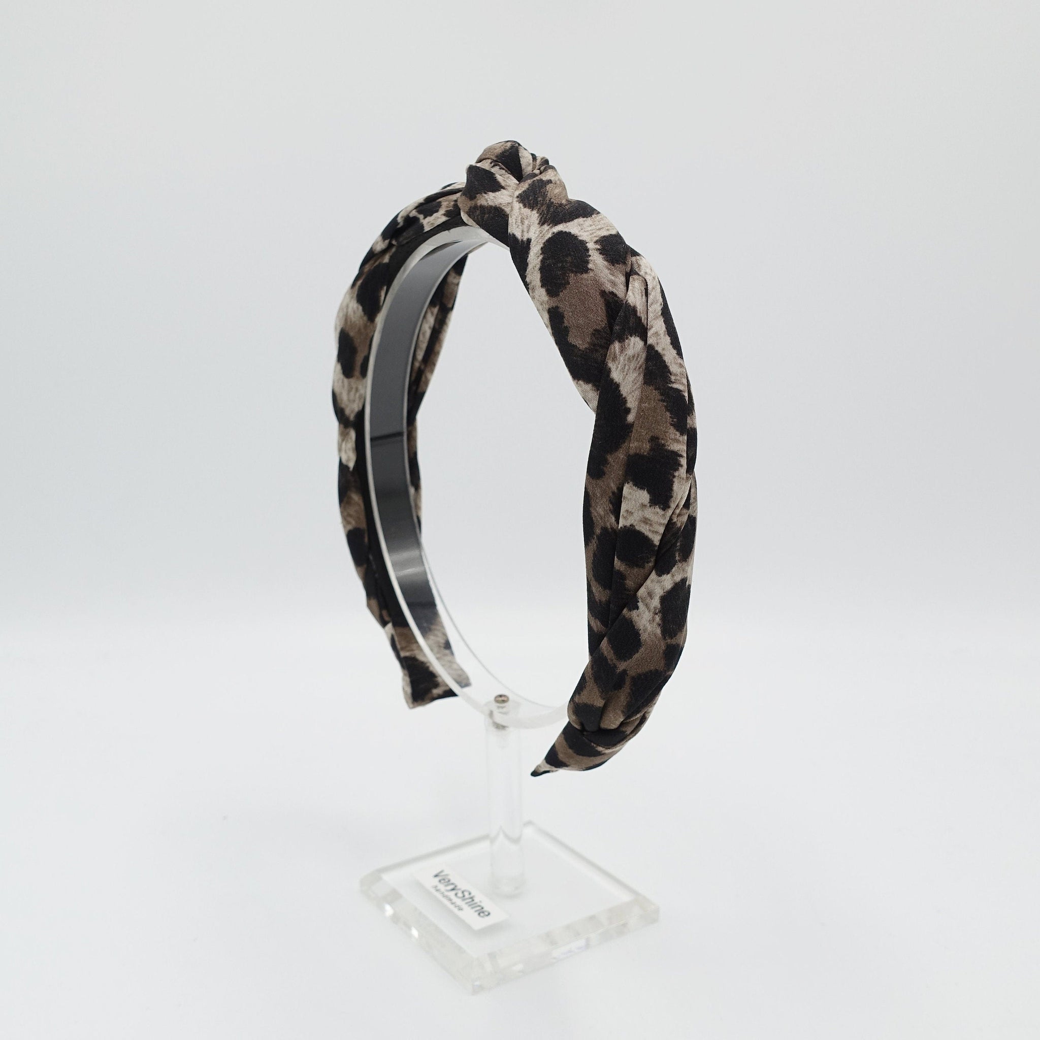 veryshine.com Headband leopard print  print 2 strand crossed round braided headband for women