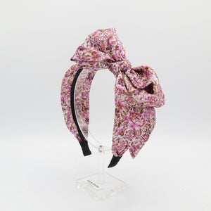 veryshine.com Headband Mauve pink floral bow knot headband flower print hairband woman hair accessory