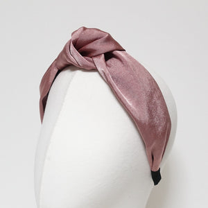 veryshine.com Headband Mauve pink satin front knot hairband glossy simple headband women hair accessory