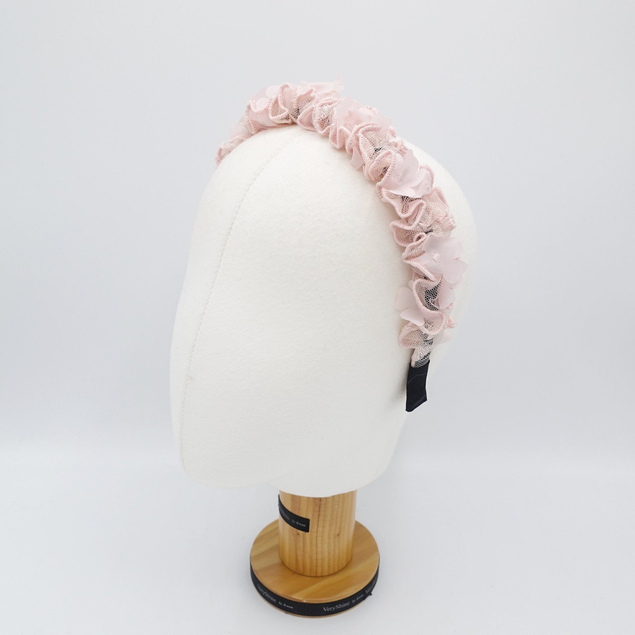 veryshine.com Headband mesh flower ruched headband petal hairband women hair accessory