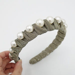 veryshine.com Headband metallic gold glitter wrap pearl headband metallic silver hairband women hair accesory