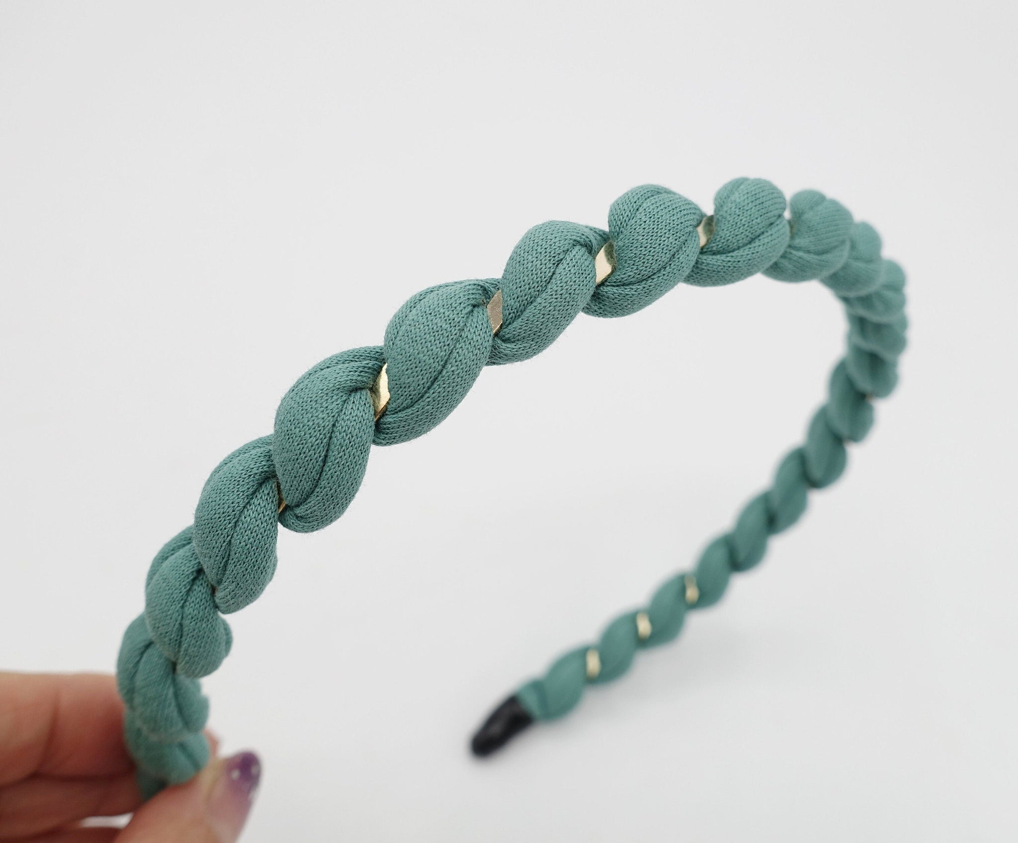 veryshine.com Headband Mint green cotton spiral wrap headband thin hairband women hair accessory