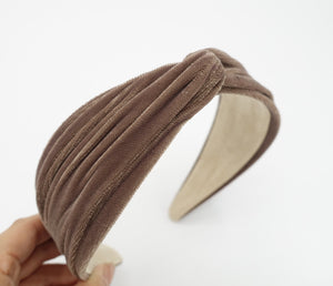 veryshine.com Headband Mocca beige velvet wave headband cross hairband for women