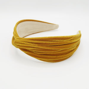 veryshine.com Headband Mustard velvet wave headband cross hairband for women