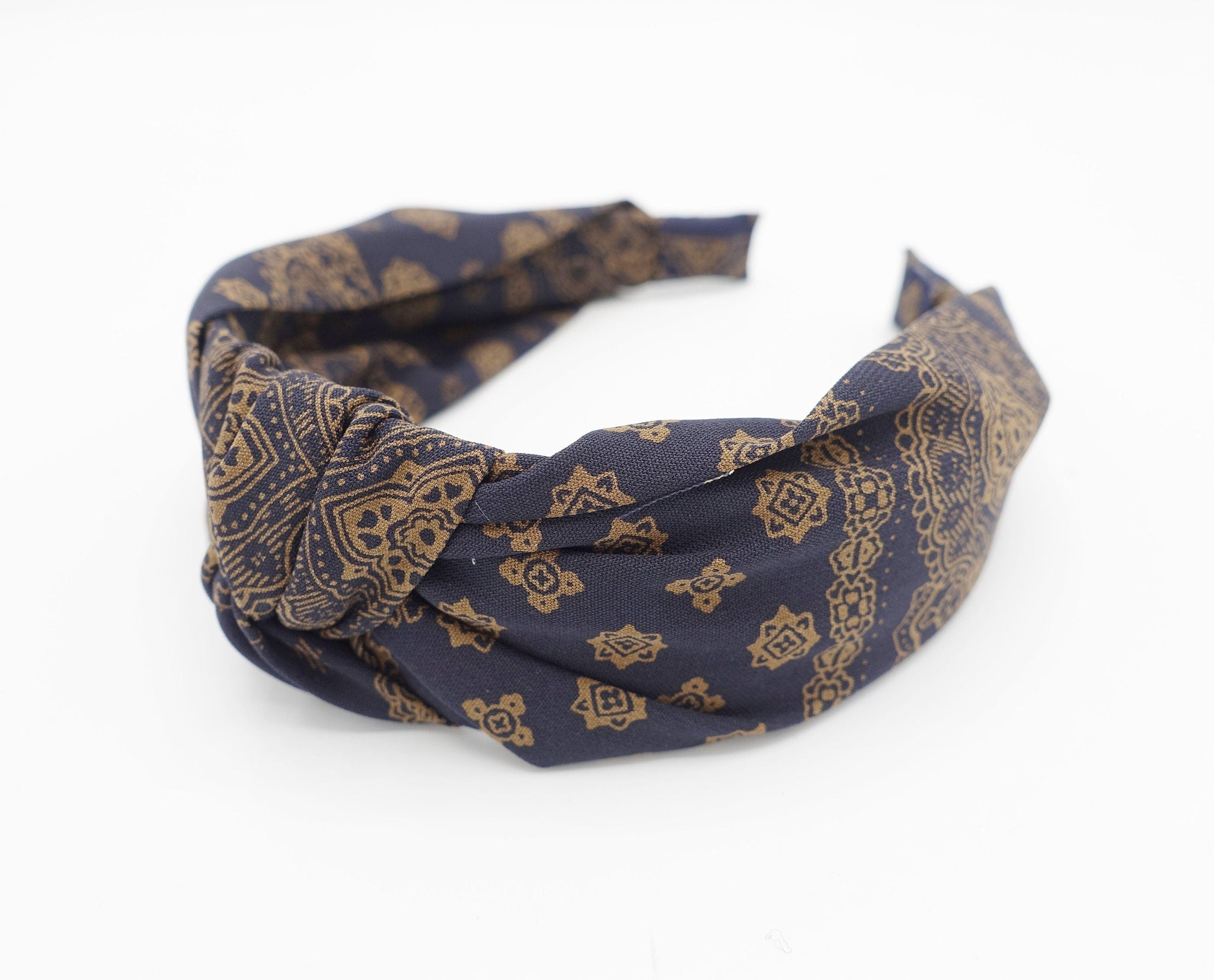 veryshine.com Headband Navy baroque print top knot headband Autumn thin fabric hairband women hair accessory