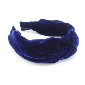veryshine.com Headband Navy blue silk velvet headband luxury fabric knot hairband
