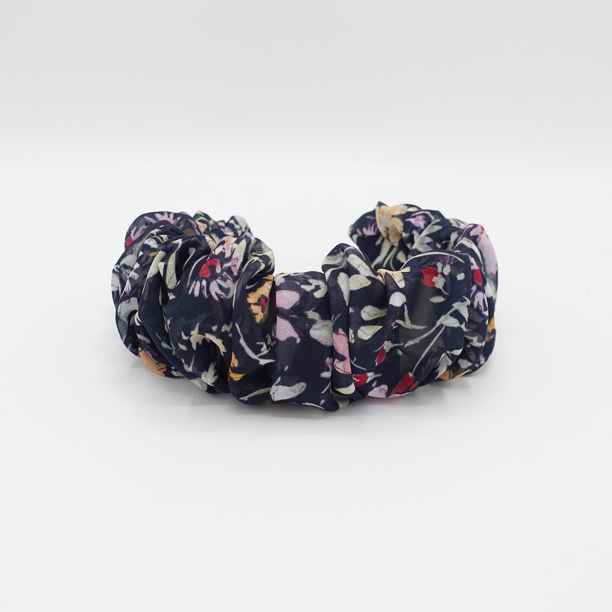 veryshine.com Headband Navy chiffon pleated headband floral hairband for women