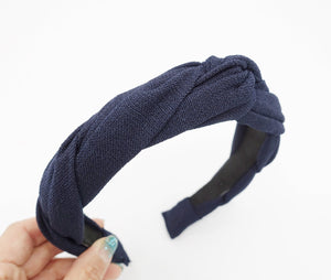 veryshine.com Headband Navy cross 2 strand round braid imitated linen headband for women