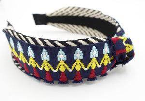 veryshine.com Headband Navy Festa tassel girl embroidery headband herringbone layered knot hairband