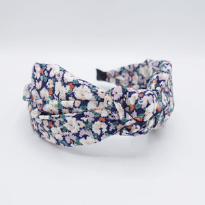 veryshine.com Headband Navy floral knot headband, blossom print headband, top knot headband for women