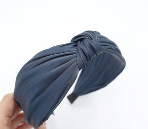 veryshine.com Headband Navy high glossy organza headband knotted hairband women hair accessory