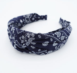 veryshine.com Headband Navy paisley print bandana headband knotted casual hairband for woman