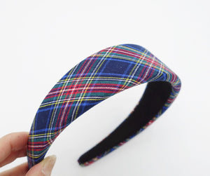 veryshine.com Headband Navy plaid check padded headband tartan casual hairband for women