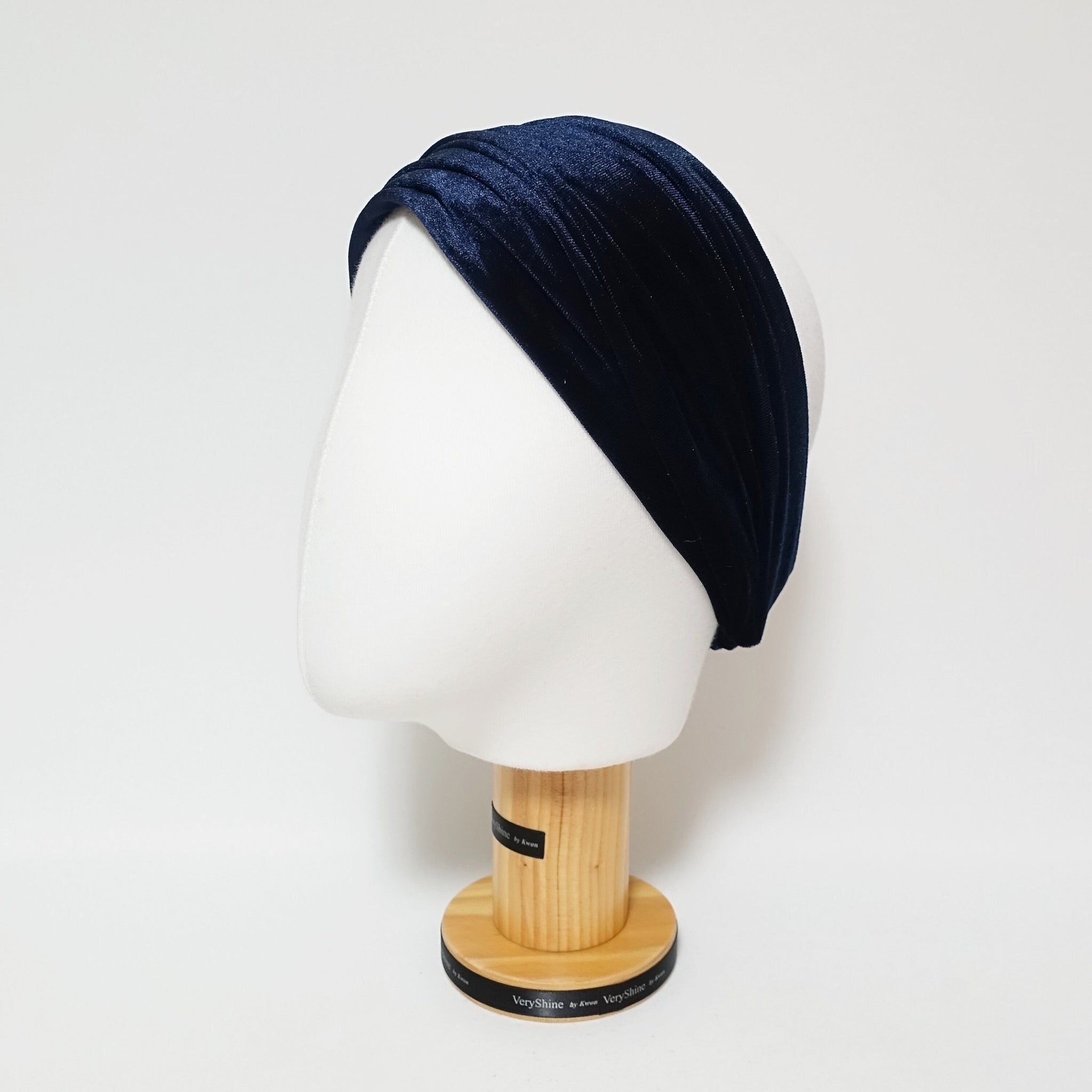veryshine.com Headband Navy plain velvet fashion headband women elastic hair turban headwrap