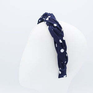 veryshine.com Headband Navy polka dot braided headband thin fabric twisted hairband women hair accessory