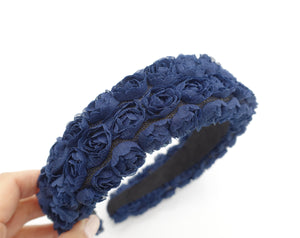 veryshine.com Headband Navy rosebud padded headband arch flower pattern hairband cute hair accessory for women