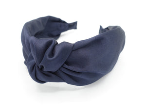 veryshine.com Headband Navy satin top knot headband single layer headband for women
