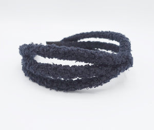 veryshine.com Headband Navy teddy wrap headband triple strand hairband cute hair accessory for women