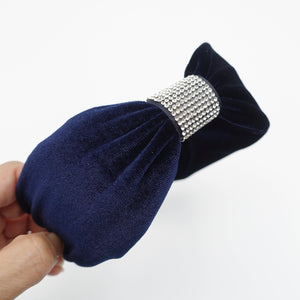 veryshine.com Headband Navy velvet front pleated rhinestone headband women headband hair accessories