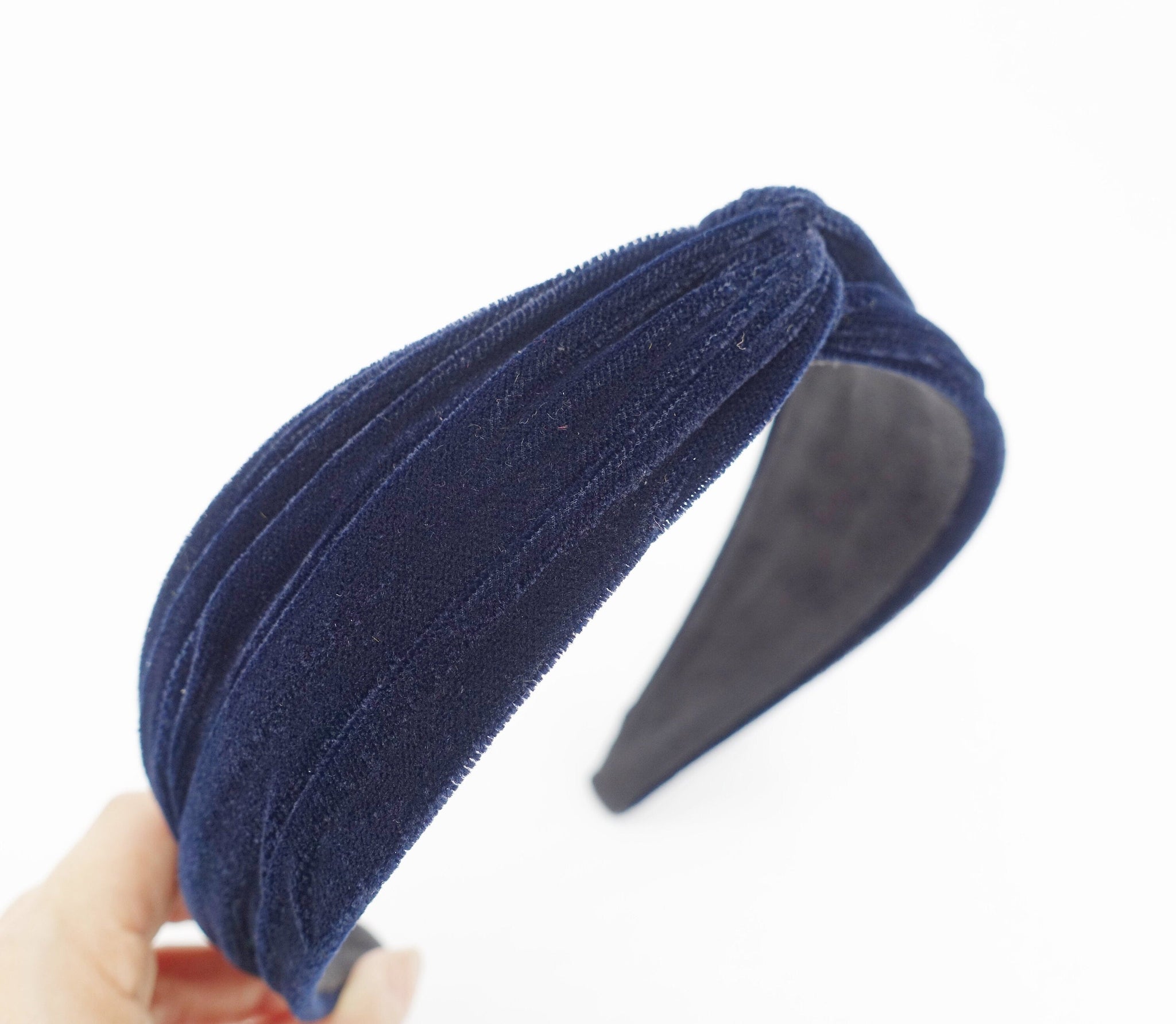 veryshine.com Headband Navy velvet wave headband cross hairband for women