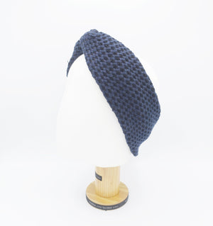 veryshine.com Headband Navy waffle knit headband two way turban hair accessory Fall Winter hair accessory for women