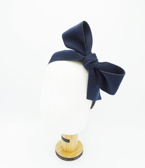 veryshine.com Headband Navy woolen bow knot headband black hairband cute hair accessory for women
