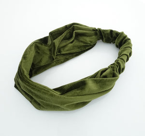 veryshine.com Headband Olive green plain velvet fashion headband women elastic hair turban headwrap