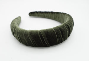 veryshine.com Headband Olive green velvet wrap padded headband fashion hair accessory for women