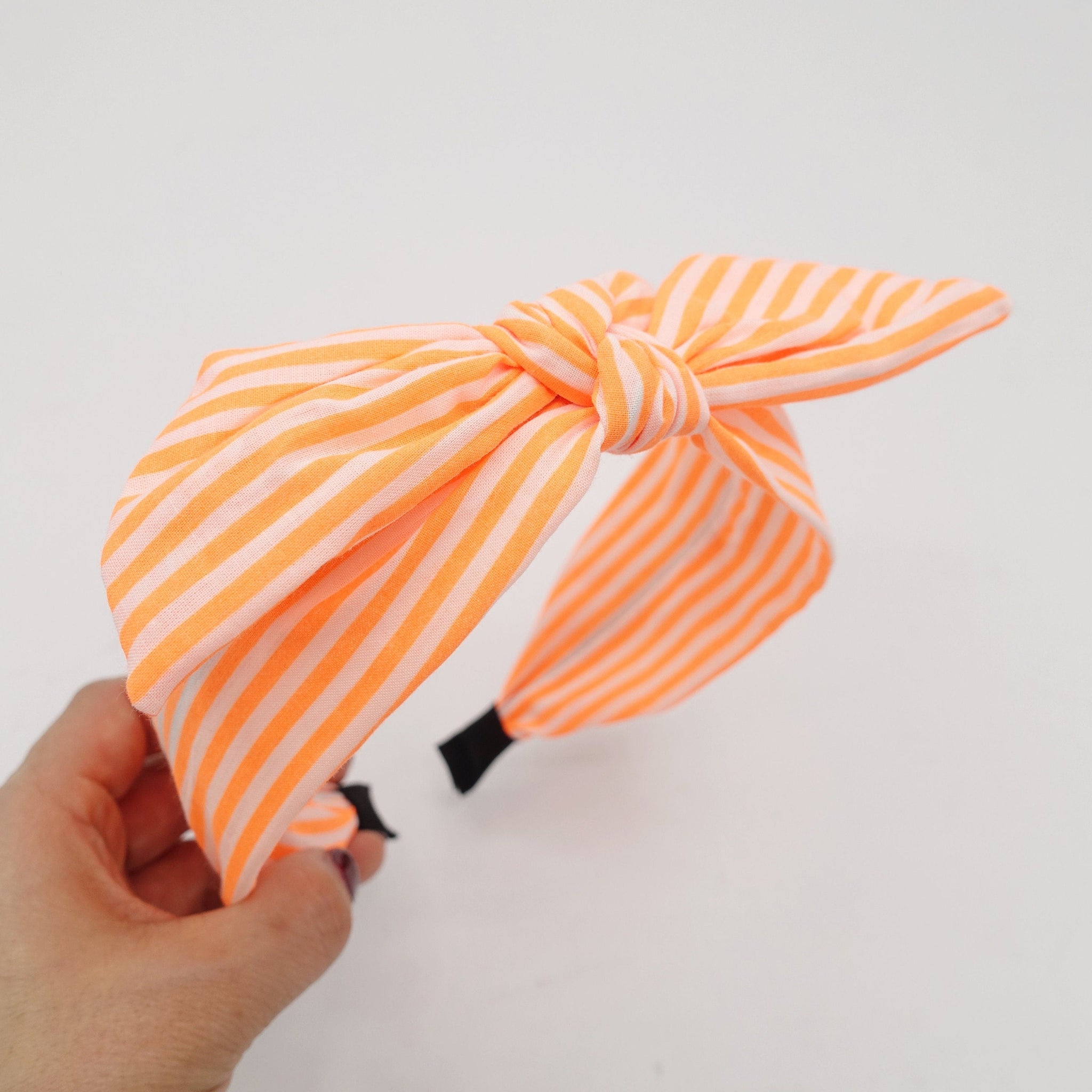 veryshine.com Headband Orange neon stripe knot headband wire bow hairband women hair accessory