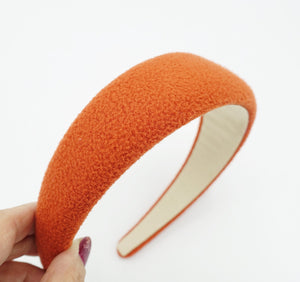 veryshine.com Headband Orange polar fleece headband padded hairband Fall Winter casual hair accessory for women
