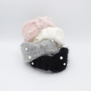 veryshine.com Headband pearl angora knot headband hair accessory for women