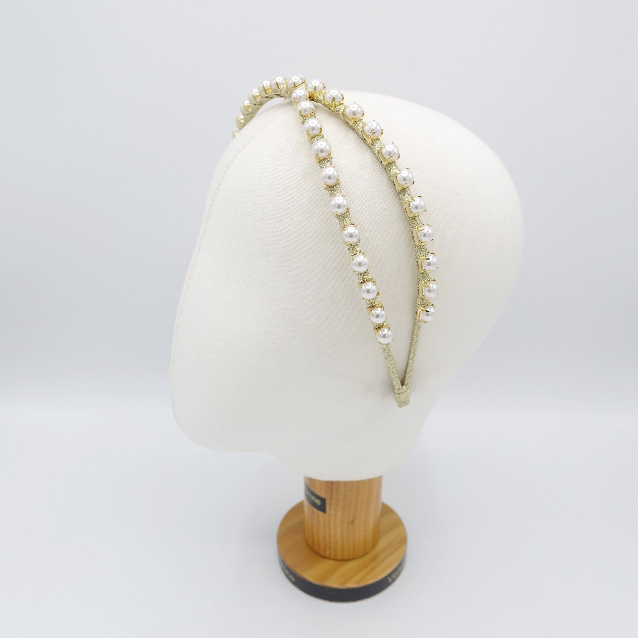 veryshine.com Headband Pearl cross headband, rhinestone headband, bridal headband, bling headband for women