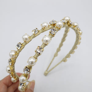 veryshine.com Headband Pearl & crystal cross headband, rhinestone headband, bridal headband, bling headband for women