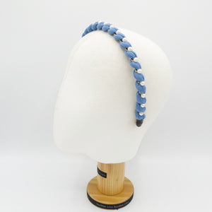 veryshine.com Headband pearl embellished cotton spiral wrap headband thin hairband women hair accessory