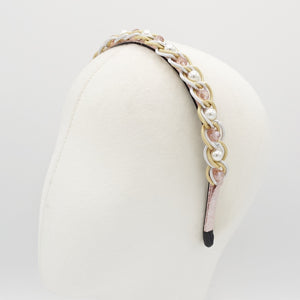 veryshine.com Headband pearl glass beads embellished chain headband thin hairband hair accessory for women