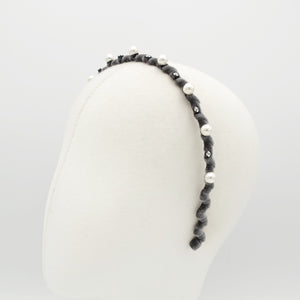 veryshine.com Headband pearl rhinestone embellished headband velvet wrap headband women hair accessory