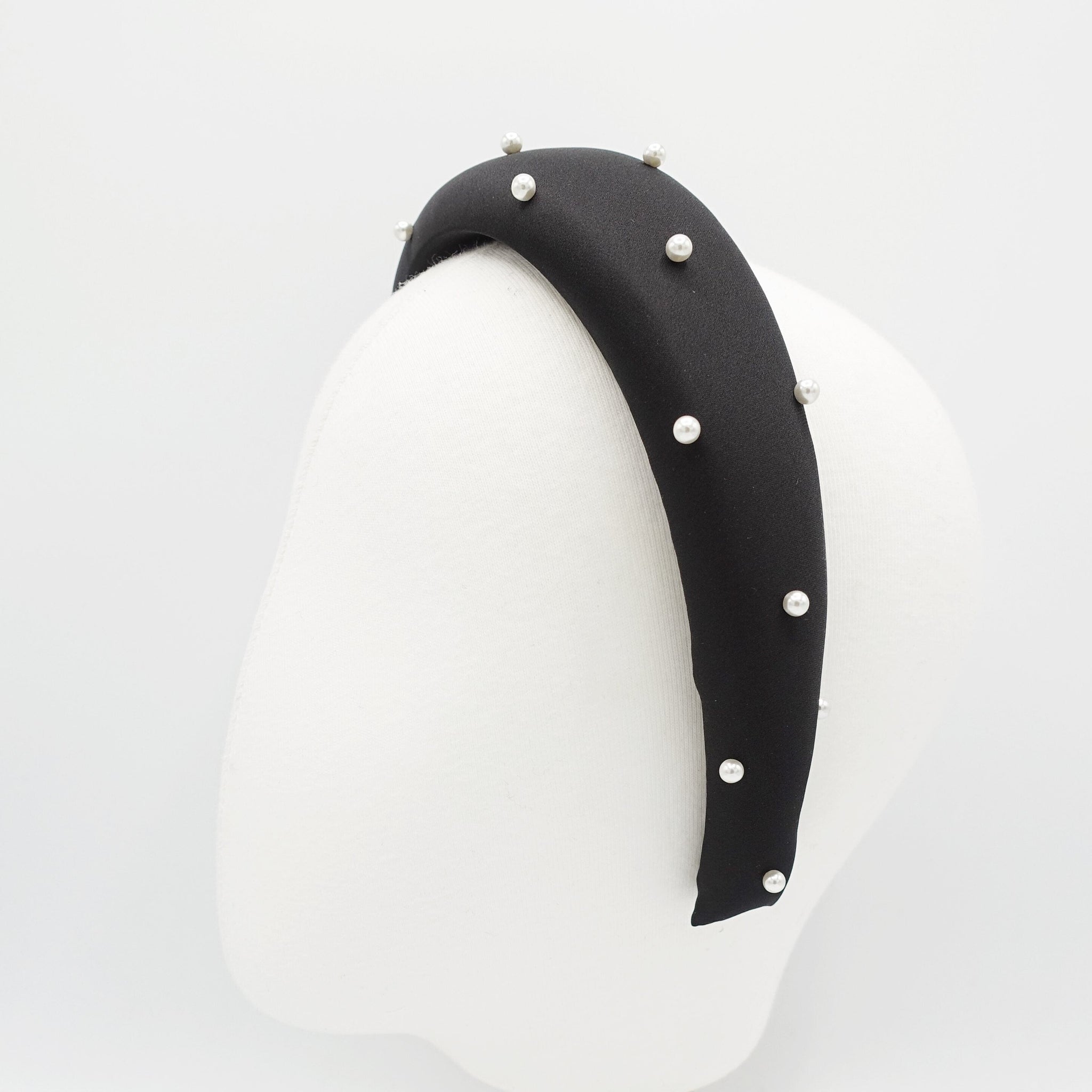veryshine.com Headband pearl stud embellished headband hair elastic bow scrunchies