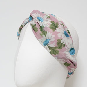 veryshine.com Headband Pink chiffon flower print cross headband chrysanthemum motivated hairband womens headband