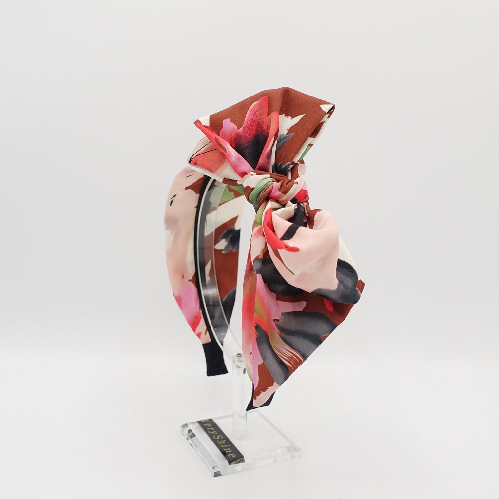 veryshine.com Headband Pink floral abstract bow knot headband watercolor painting pattern colorful hairband